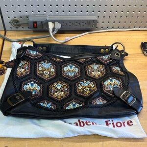 Isabella fiore Black and Multicolor Embroidered Women's Bag